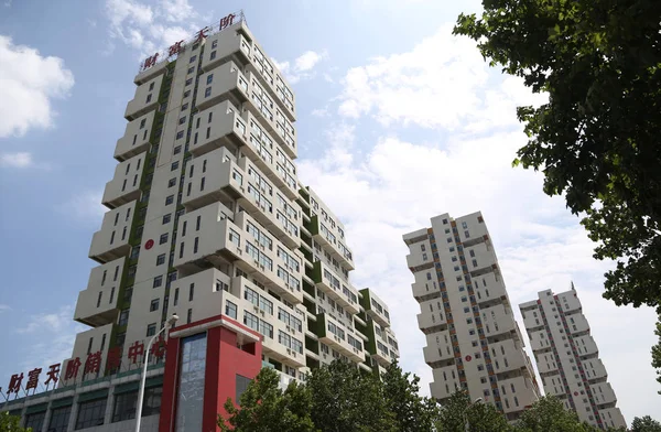 Tekintettel Lakossági Vegyület Emlékeztető Tetris Blokkok Zhengzhou Város Közép Kínai — Stock Fotó