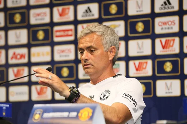 Hlavní Trenér José Mourinho Manchester United Účastní Tiskové Konferenci Zápas — Stock fotografie