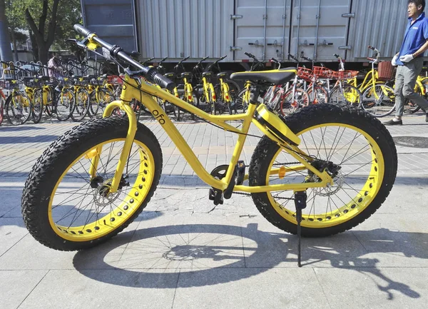 뚱뚱한 자전거 타이어 자전거가 라고도 불리는 타이어가 허스키의 베이징에 자전거 — 스톡 사진