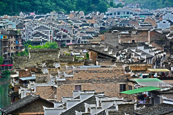 Casas Antigas São Vistas Antiga Cidade Aquática Zhenyuan Qiandongnan Miao — Fotografia de Stock