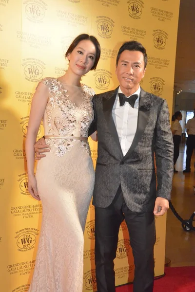 Actor Hong Kong Donnie Yen Derecha Esposa Modelo Cecilia Wang — Foto de Stock