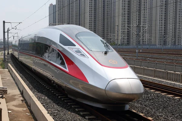 Fuxing Nagy Sebességű Golyó Vonat Peking Shanghai Nagysebességű Vasútvonal Elhagyja — Stock Fotó