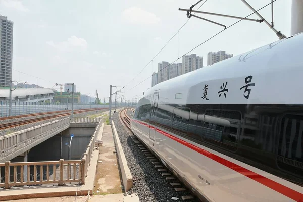 Fuxing Trem Bala Alta Velocidade Pequim Xangai Linha Ferroviária Alta — Fotografia de Stock