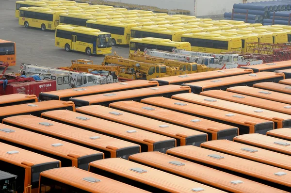 Vista Los Autobuses Anhui Ankai Automóvil Esperando Para Ser Exportados — Foto de Stock