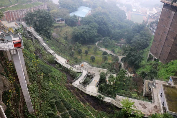 Kilátást Xiaxiaojiawan Parkra Felvázoló Egy Méter Magas Kilométer Hosszú Skywalk — Stock Fotó