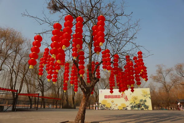 Yuanying Guan Immense Ocean Observatory Decorated Red Lanterns Upcoming Spring — Stock Photo, Image