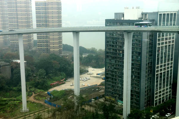 Çin Yüksek Otoban Kavşağı Ocak 2019 Metre Chongqing Çin Uzun — Stok fotoğraf