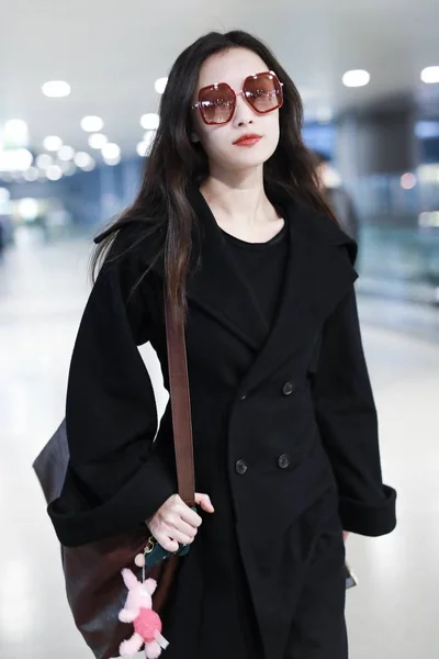 Attrice Cinese Arriva All Aeroporto Internazionale Pechino Capital Pechino Cina — Foto Stock
