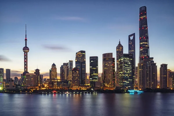 Una Vista Del Distrito Financiero Lujiazui Pudong Con Torre Shanghai — Foto de Stock