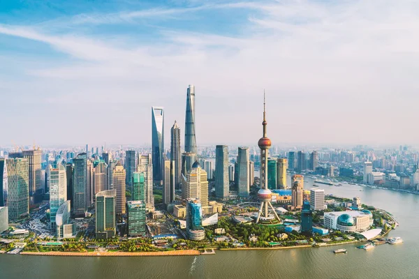 Skyline Huangpu River Lujiahei Financial District Oriental Pearl Tower Right — стоковое фото
