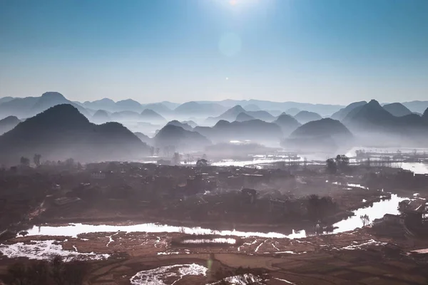 Landscape Lakes Mountain Ranges Puzhehei Scenic Area Qiubei County Wenshan — Stock Photo, Image