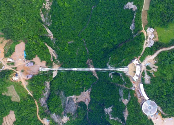 Letecký Pohled Nejdelší Nejvyšší Světový Most Skleněném Dně Přes Zhangjiajie — Stock fotografie