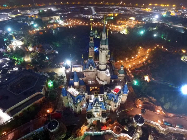 Luftbilde Shanghai Disney Resort Bygging Pudong Shanghai Kina April 2016 – stockfoto