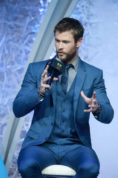 Australian Actor Chris Hemsworth Attends Press Conference Promote His New — Stock Photo, Image