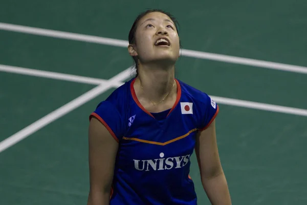 Nozomi Okuhara Japan Reagerar Den Damsingel Match Mot Sun Kina — Stockfoto