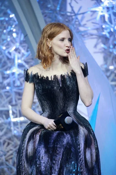 American Actress Jessica Chastain Attends Press Conference Promote Her New — Stock Photo, Image
