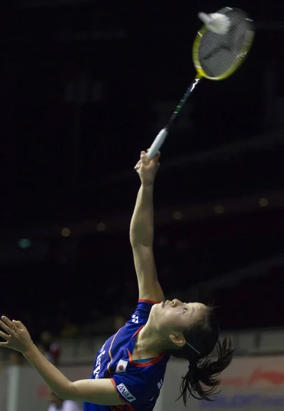 Nozomi Okuhara Japon Retourne Tir Sun Chine Dans Leur Match — Photo