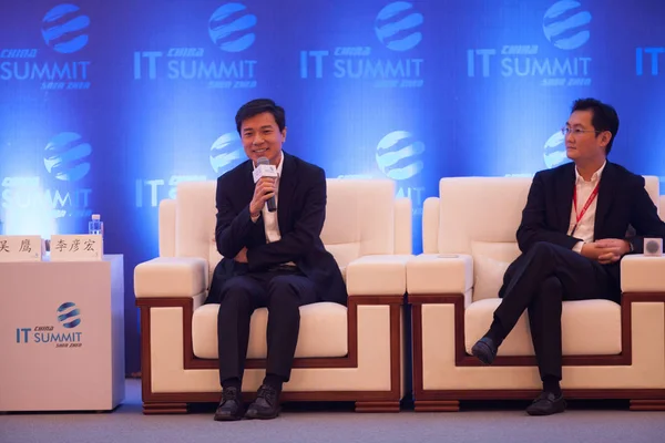 ロビン李艶鴻 会長と Baidu Ceo とポニー エリア 会長及び Ceo のテンセント ホールディングス株式会社 — ストック写真