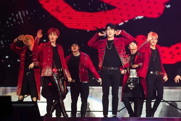 Membros Grupo Masculino Sul Coreano Got7 Apresentam Seu Concerto Xangai — Fotografia de Stock