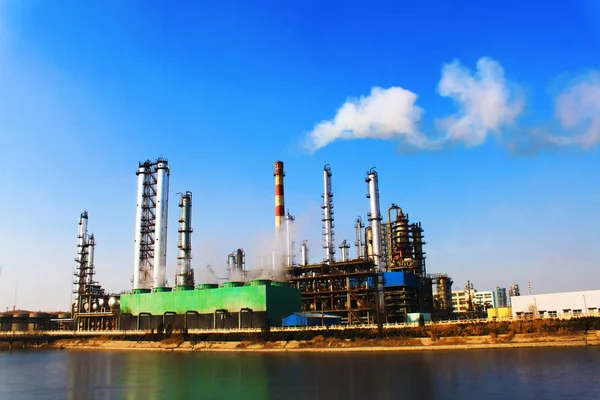 Bestand Weergave Van Een Olieraffinaderij Van Shandong Heng Yuan Petrochemie — Stockfoto