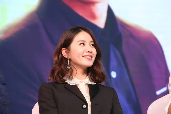 stock image Chinese actress Liu Shishi smiles during a press conference for her TV drama 