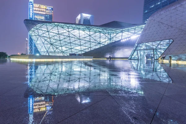 Vista Nocturna Ópera Guangzhou Diseñada Por Arquitecta Iraquí Británica Zaha —  Fotos de Stock