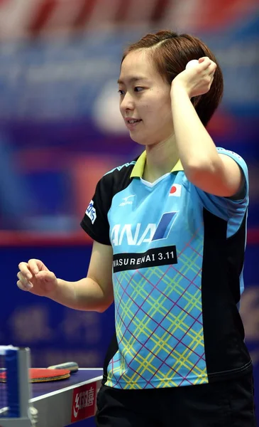 Kasumi Ishikawa Japan Reacts She Competes Lee Ching Hong Kong — Stock Photo, Image