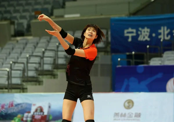 Eine Japanische Spielerin Nimmt Einer Trainingseinheit Für Ein Internationales Volleyball — Stockfoto