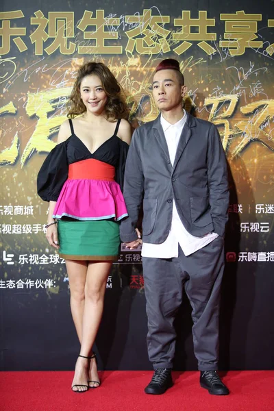 Hong Kong Singer Actor Jordan Chan Right His Actress Wife — Stock Photo, Image