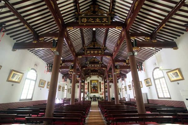 Sebuah Pandangan Interior Dari Gereja Katolik Nanqiao Sebelumnya Disebut Kuil — Stok Foto