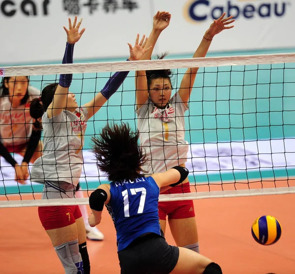 Players China Grey Japan Blue Compete International Women Volleyball Friendly — Stock Photo, Image