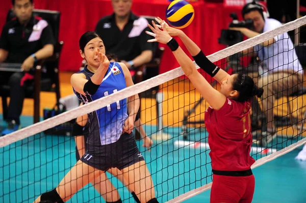 Players China Red Japan Blue Compete International Women Volleyball Friendly — Stock Photo, Image