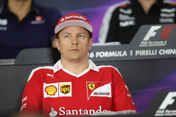 Pilota Finlandese Kimi Raikkonen Della Ferrari Partecipa Una Conferenza Stampa — Foto Stock