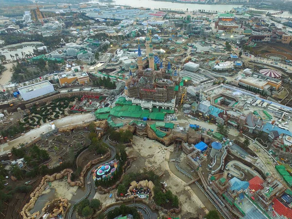 Vue Aérienne Shanghai Disney Resort Construction Pudong Shanghai Chine Janvier — Photo