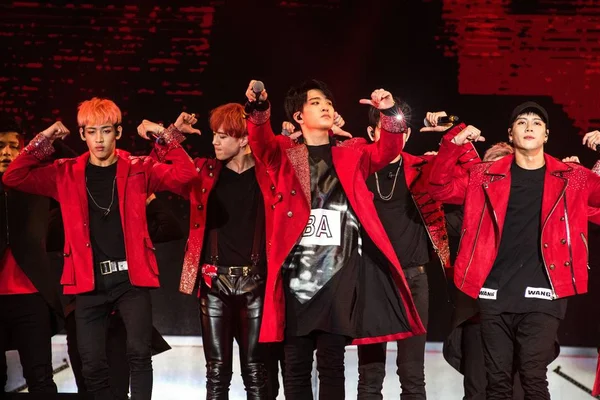 Membros Grupo Masculino Sul Coreano Got7 Apresentam Seu Concerto Xangai — Fotografia de Stock