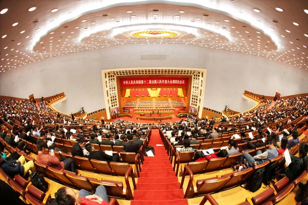 第12回国民議会 Npc の第4回会合に出席し 北京の人民大会堂にて 2016 月5日 — ストック写真