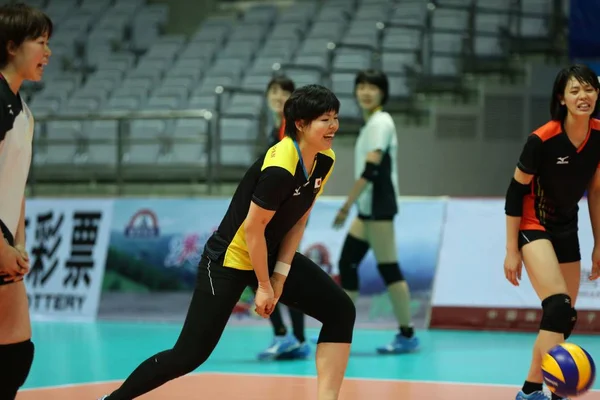 Japanische Spieler Nehmen Einer Trainingseinheit Für Ein Anstehendes Internationales Frauenvolleyball — Stockfoto