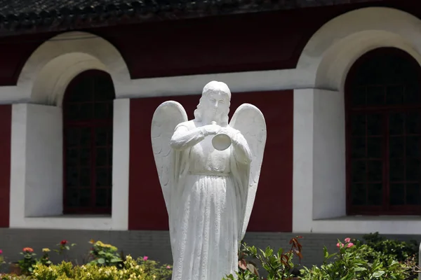 Uma Escultura Exibida Igreja Católica Nanqiao Anteriormente Chamado Templo Protet — Fotografia de Stock