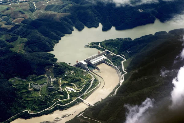 Aerial View Dam Jinghong Hydropower Station Lancang River Chinese Part — Stock Photo, Image