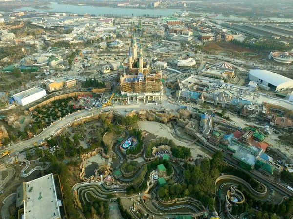 Εναέρια Θέα Της Σαγκάης Disney Resort Υπό Κατασκευή Στο Πουντόνγκ — Φωτογραφία Αρχείου