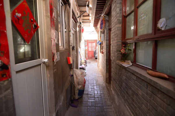 Uma Vista Beco Embora Casas Wenchang Hutong Distrito Xicheng Pequim — Fotografia de Stock