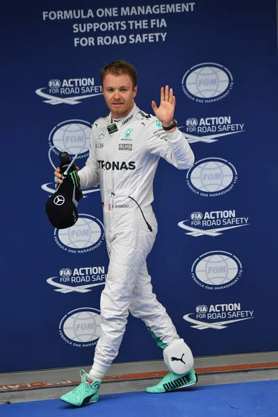Pilote Mercedes Nico Rosberg Allemagne Remporte Pole Position Lors Séance — Photo