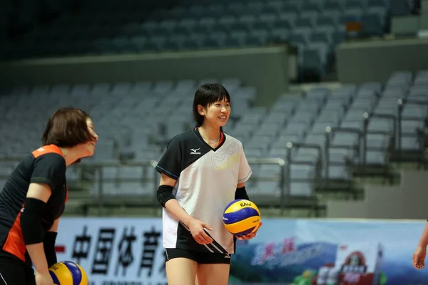 Japanske Spillere Deltar Treningsøkt Kommende Internasjonal Volleyballvennskapskamp Mot Kina Ningbo – stockfoto