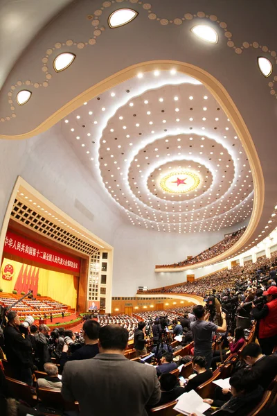 Cameramen Photographers Record Opening Session Fourth Session 12Th National People — Stock Photo, Image