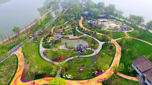 Légifelvétel Virág Mező Marco Polo Virág Világ Yangzhou Város Kelet — Stock Fotó