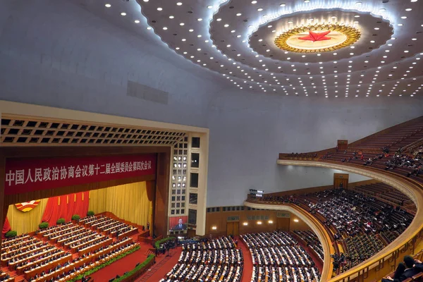 Делегати Бути Присутнім Відкриття Сесії Національного Комітету Нпкрк Китайська Народна — стокове фото