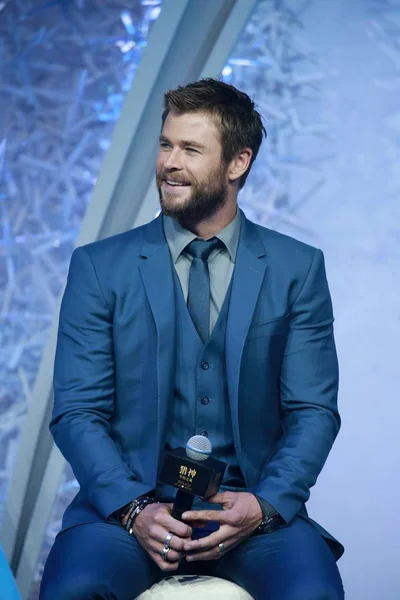 Australian Actor Chris Hemsworth Attends Press Conference Promote His New — Stock Photo, Image