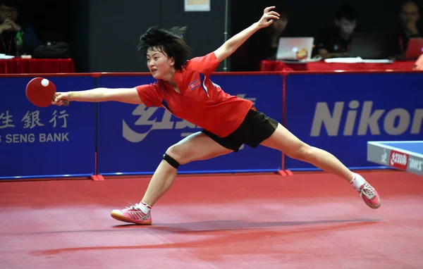 Myong Sun Aus Nordkorea Gibt Rahmen Des Asiatischen Tischtennis Qualifikationsturniers — Stockfoto