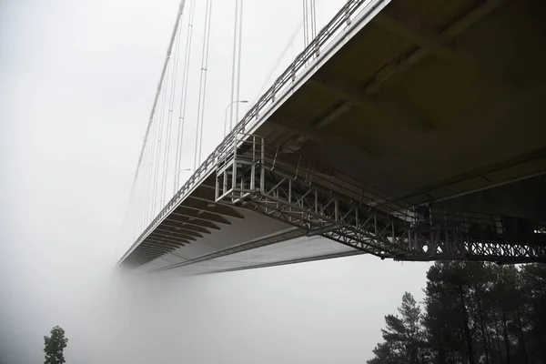 Vue Grand Pont Longjiang Enveloppé Par Brume Les Nuages Sur — Photo