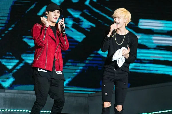 Mitglieder Der Südkoreanischen Boygroup Got7 Bei Ihrem Konzert Shanghai China — Stockfoto